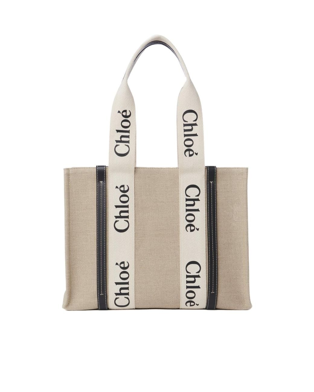 Chloé Natural Chloé Woody Logo Strap Shoulder Bag