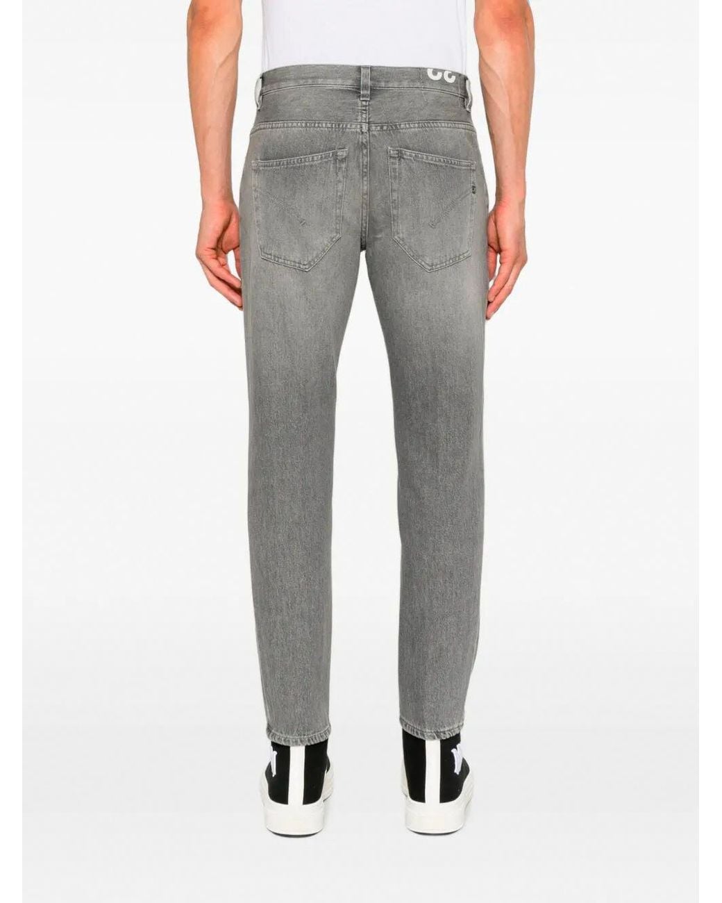 Dondup Gray Faded Whiskered Jeans for men