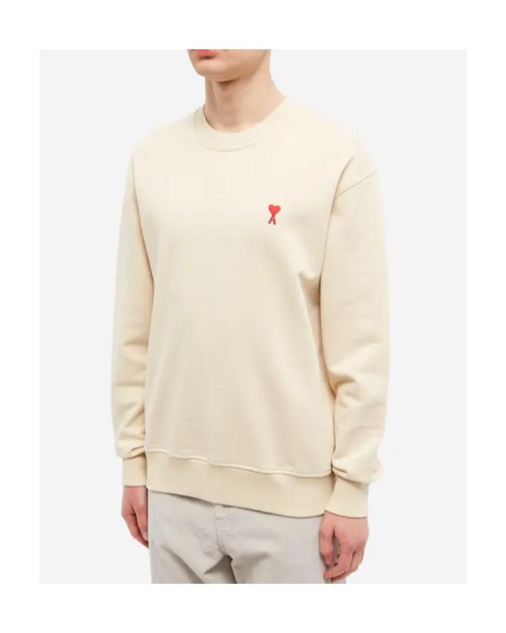 AMI Natural Logo Round Neck Sweater for men