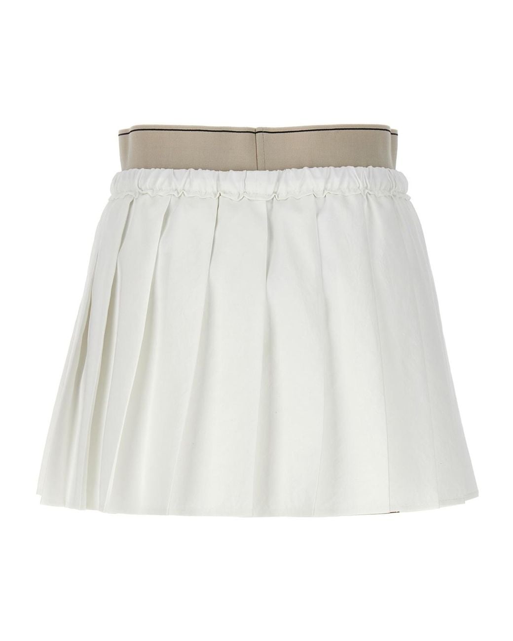 Brunello Cucinelli White Pleated Mini Skirt