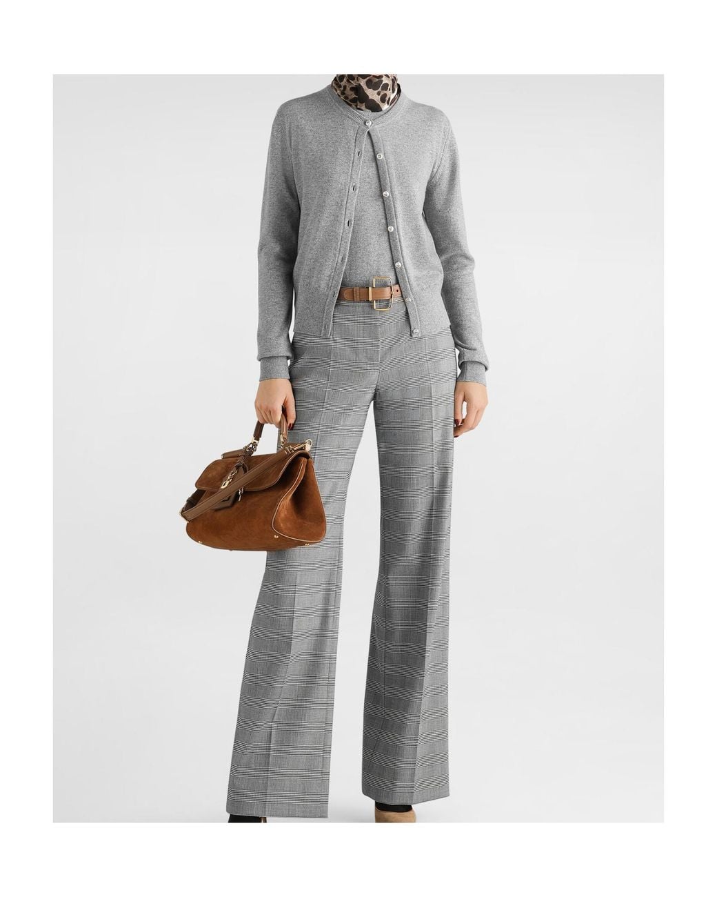 Dolce & Gabbana Gray Cashmere Crew-Neck Cardigan