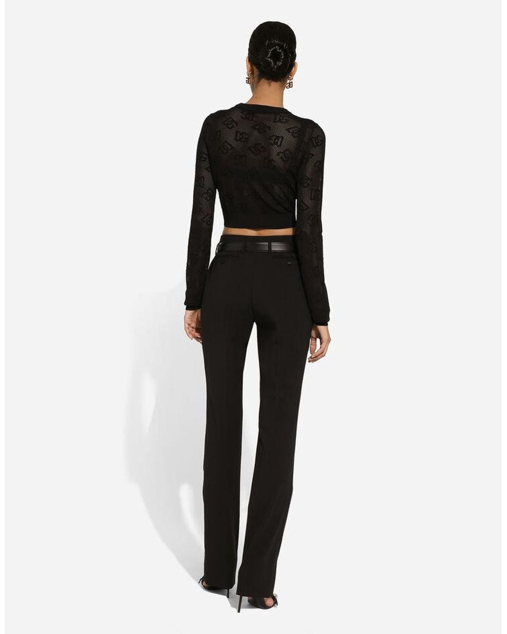Dolce & Gabbana Black All-Over Dg Jacquard Cropped Top