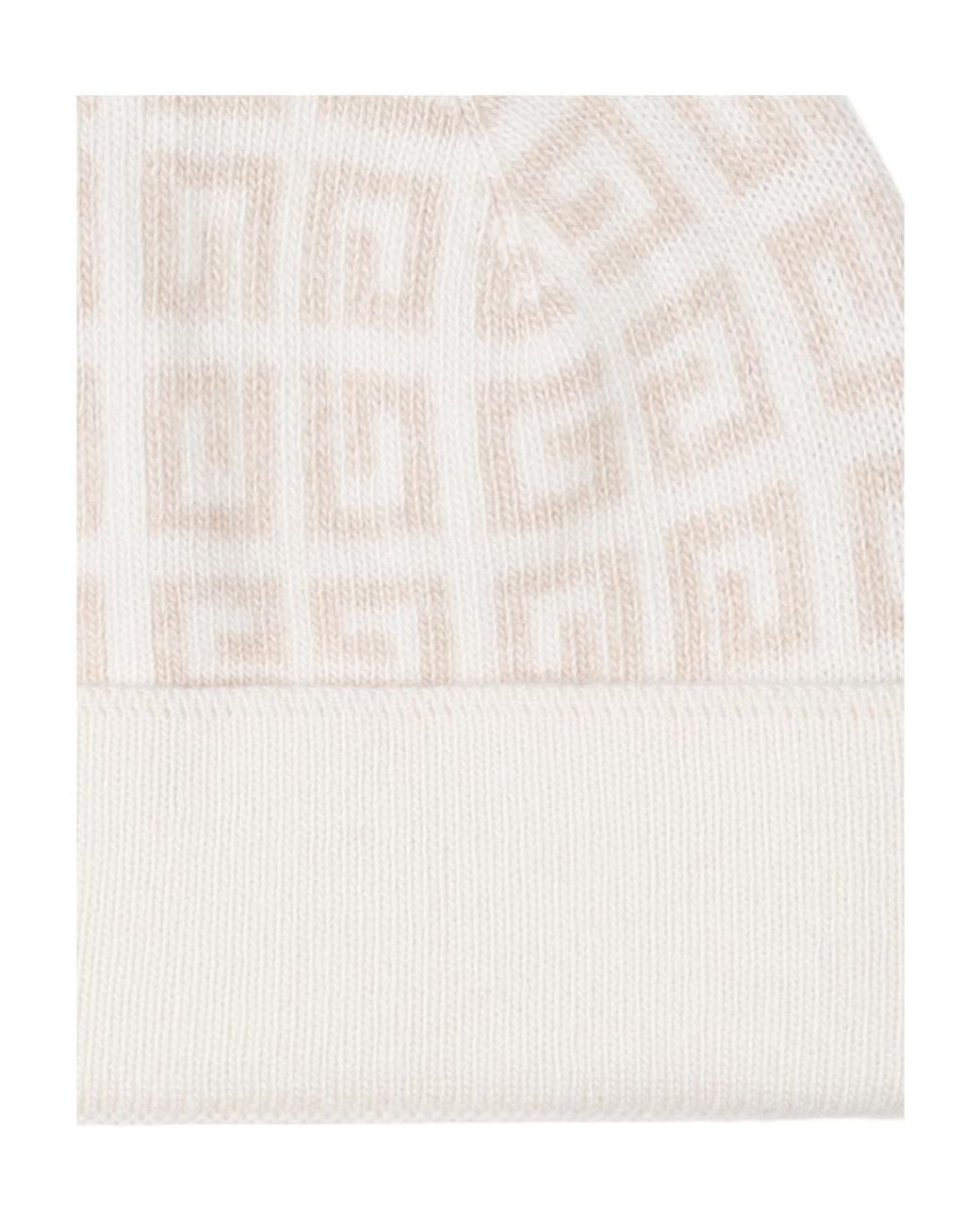 Givenchy White All-Over Logo Embroidered Knitted Beanie