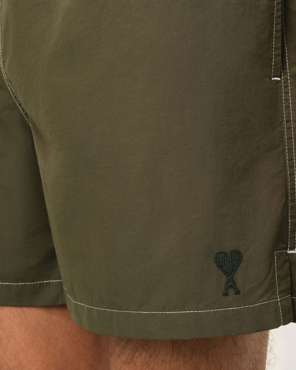AMI Green Logo Embroidered Beach Shorts for men