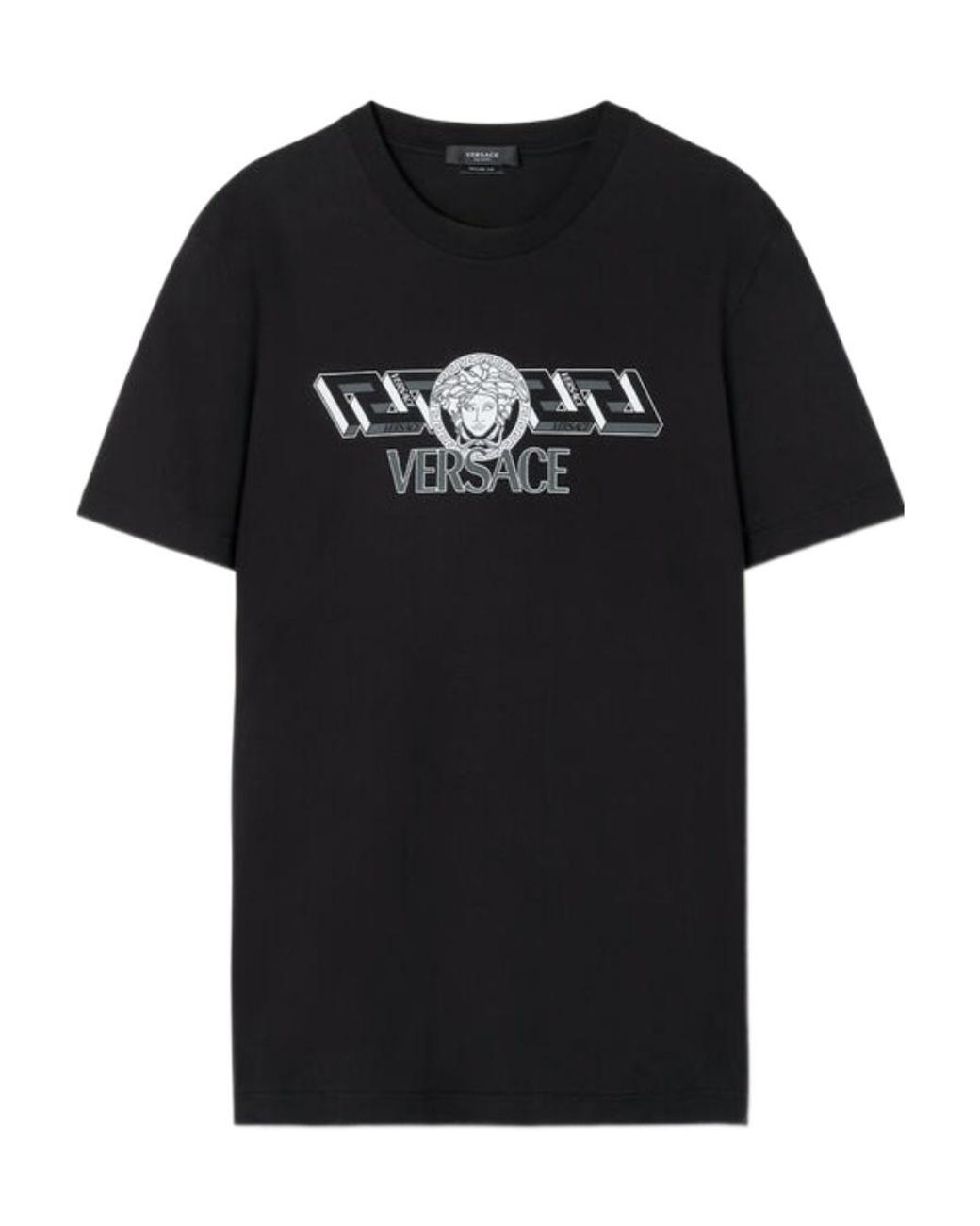 Versace Black Logo Printed Crewneck T-Shirt for men