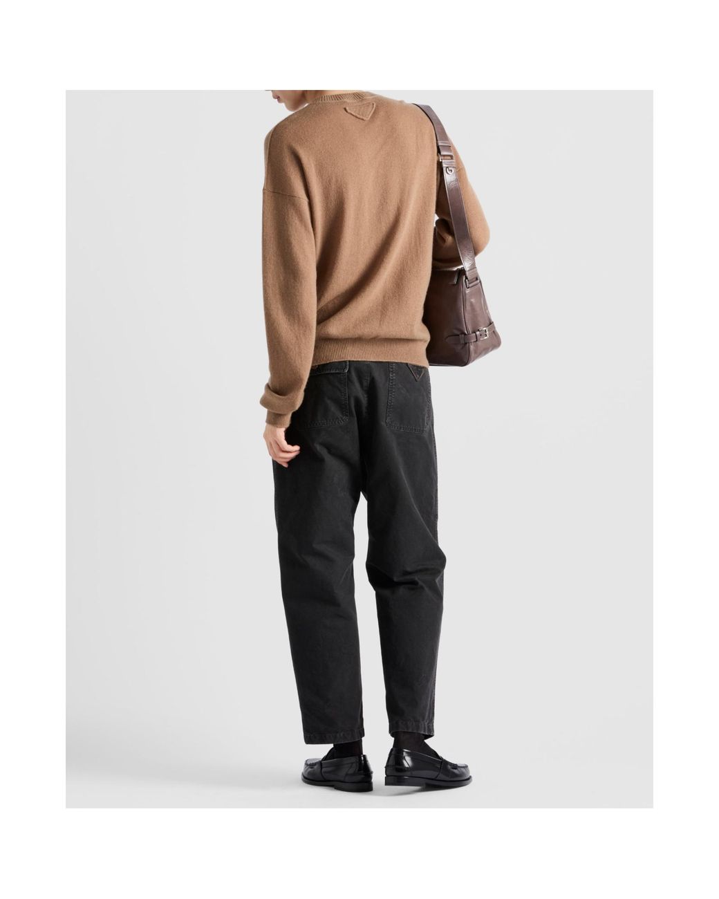 Prada Black Logo Detailed Wide-Leg Jeans for men