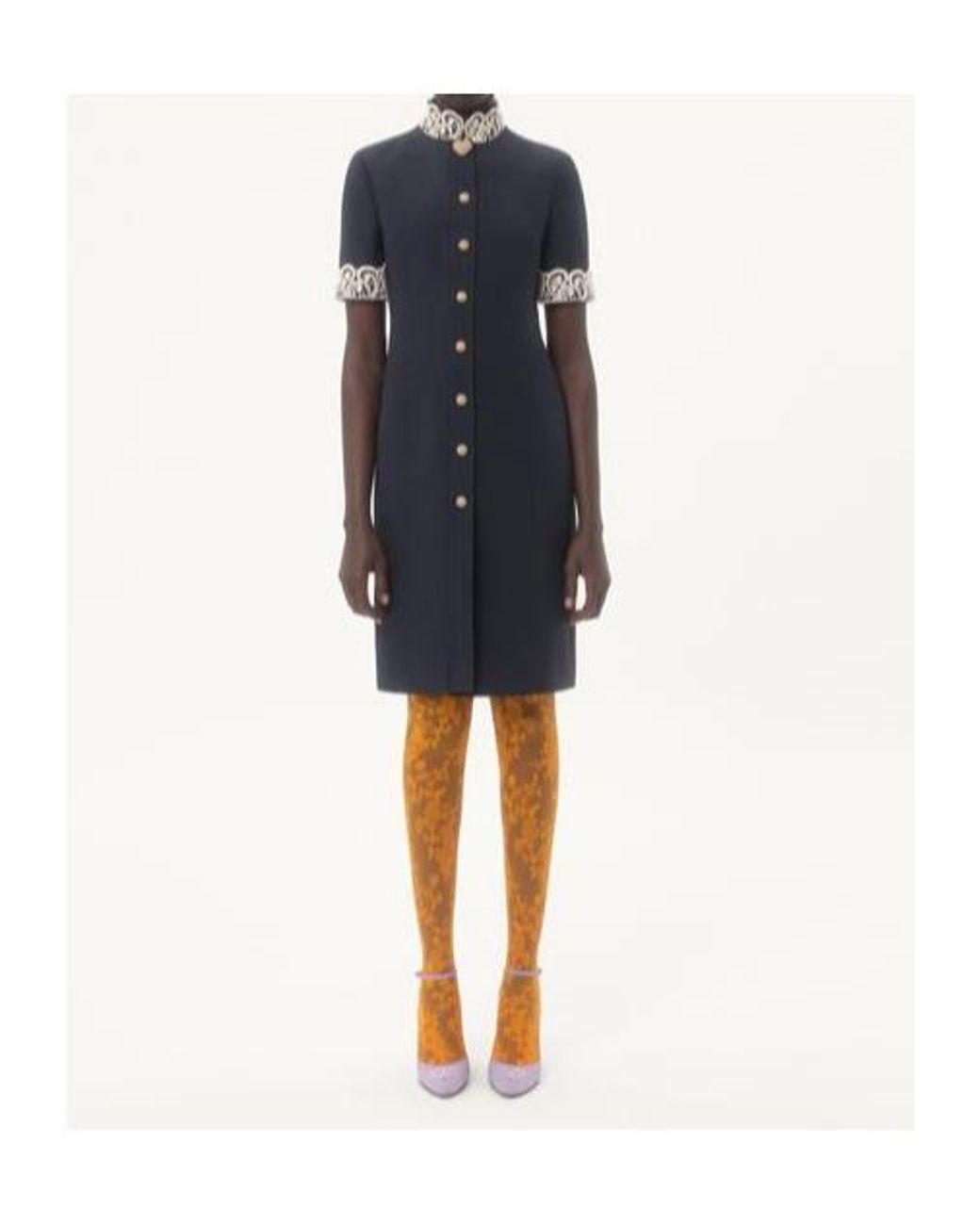 Valentino Blue Lace Detailed Button-Up Dress