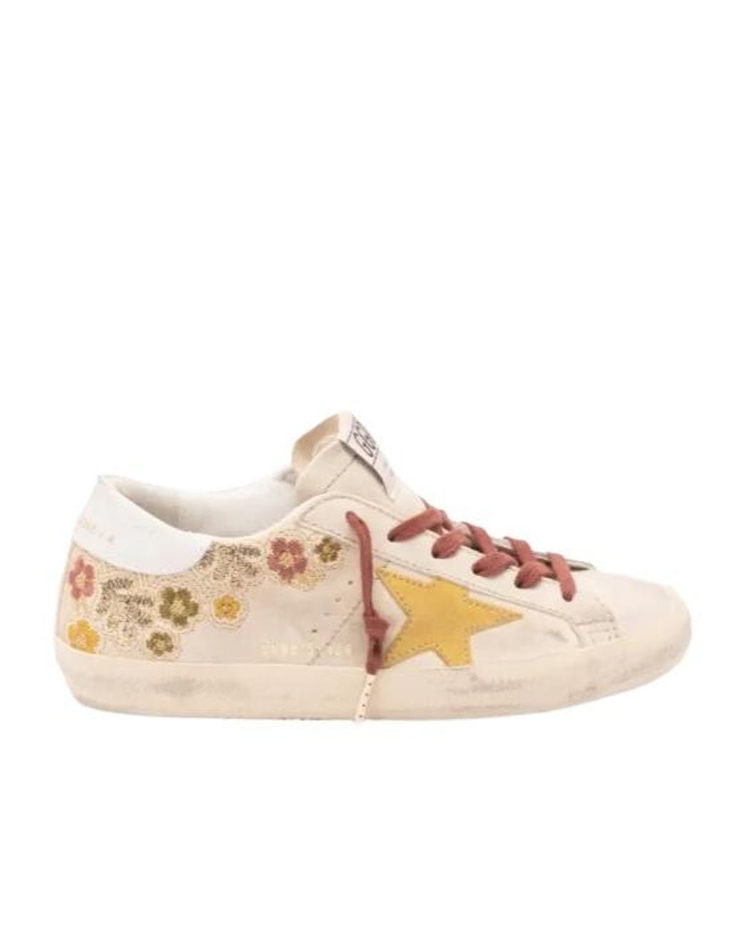 Golden Goose Deluxe Brand Pink Super Star Floral Embroidered Sneakers