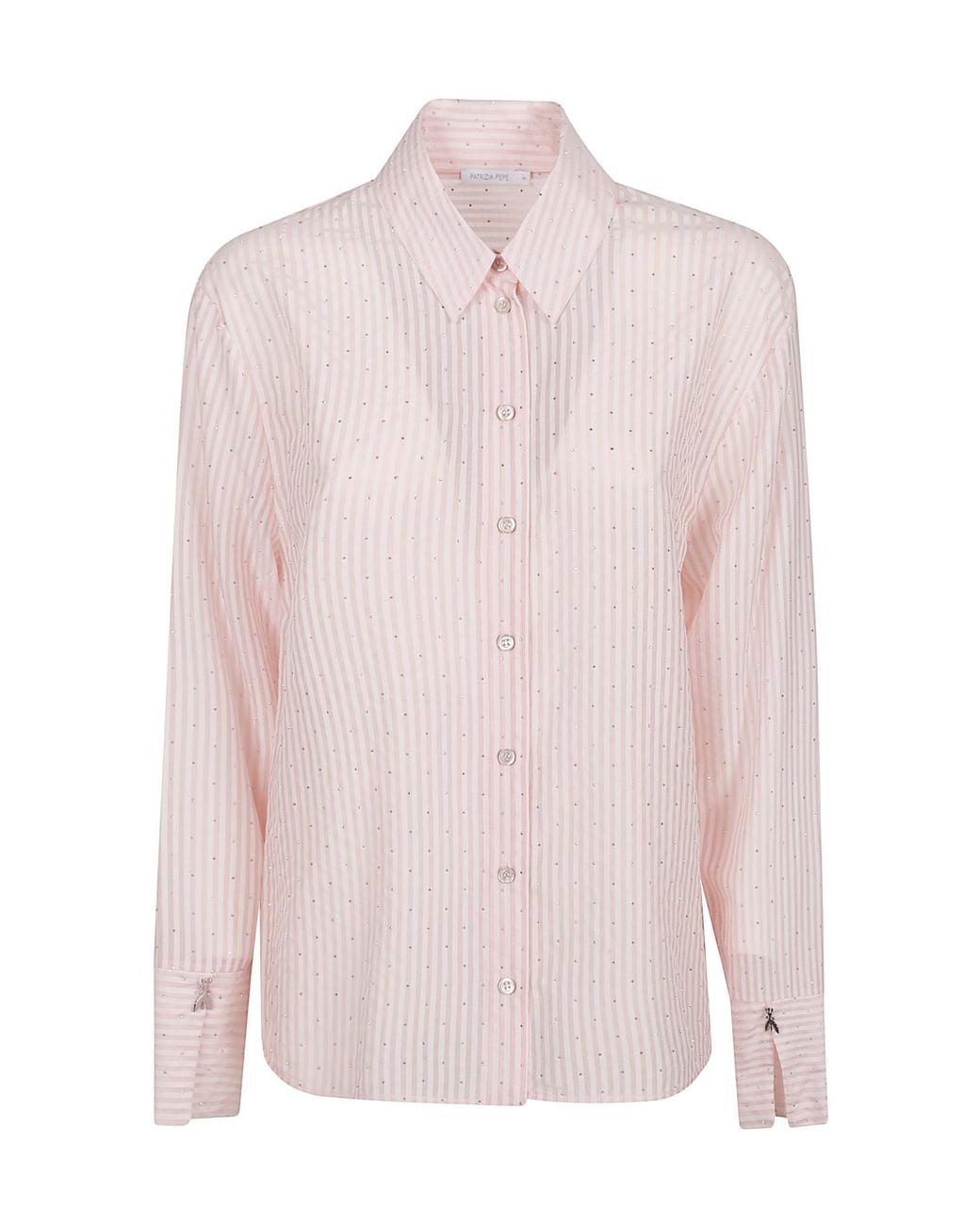 Patrizia Pepe Pink Striped Embellished Fluid Shirt