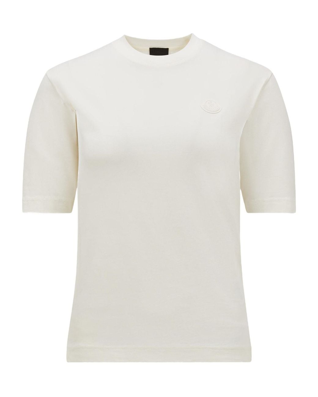 Moncler White Silicone Logo Patch T-Shirt