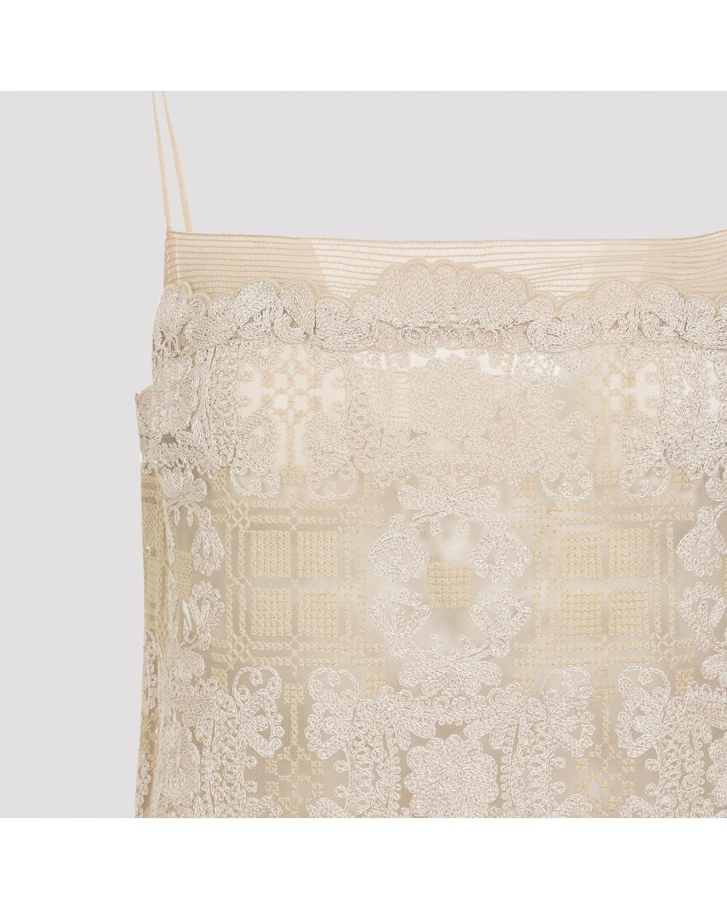 Ermanno Scervino Natural Lace Appliqué Mini Dress