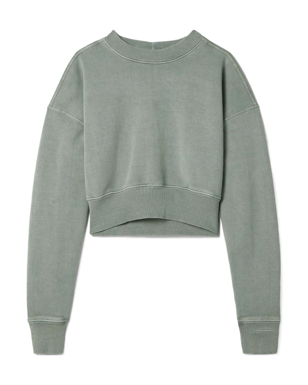 SLVRLAKE Denim Green Cropped Cotton-Jersey Sweatshirt