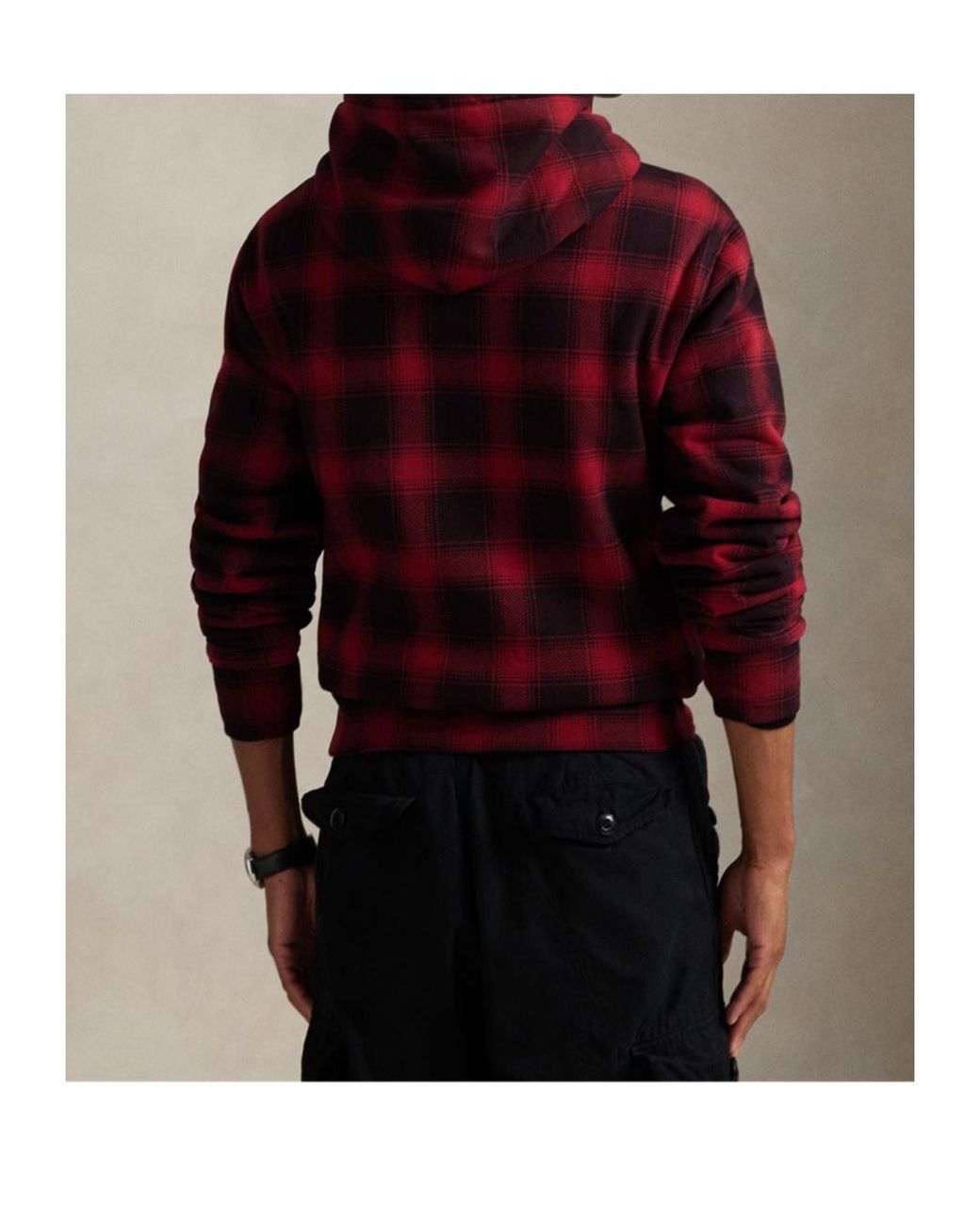 Ralph Lauren Red Polo Polo Bear Plaid Hoodie for men