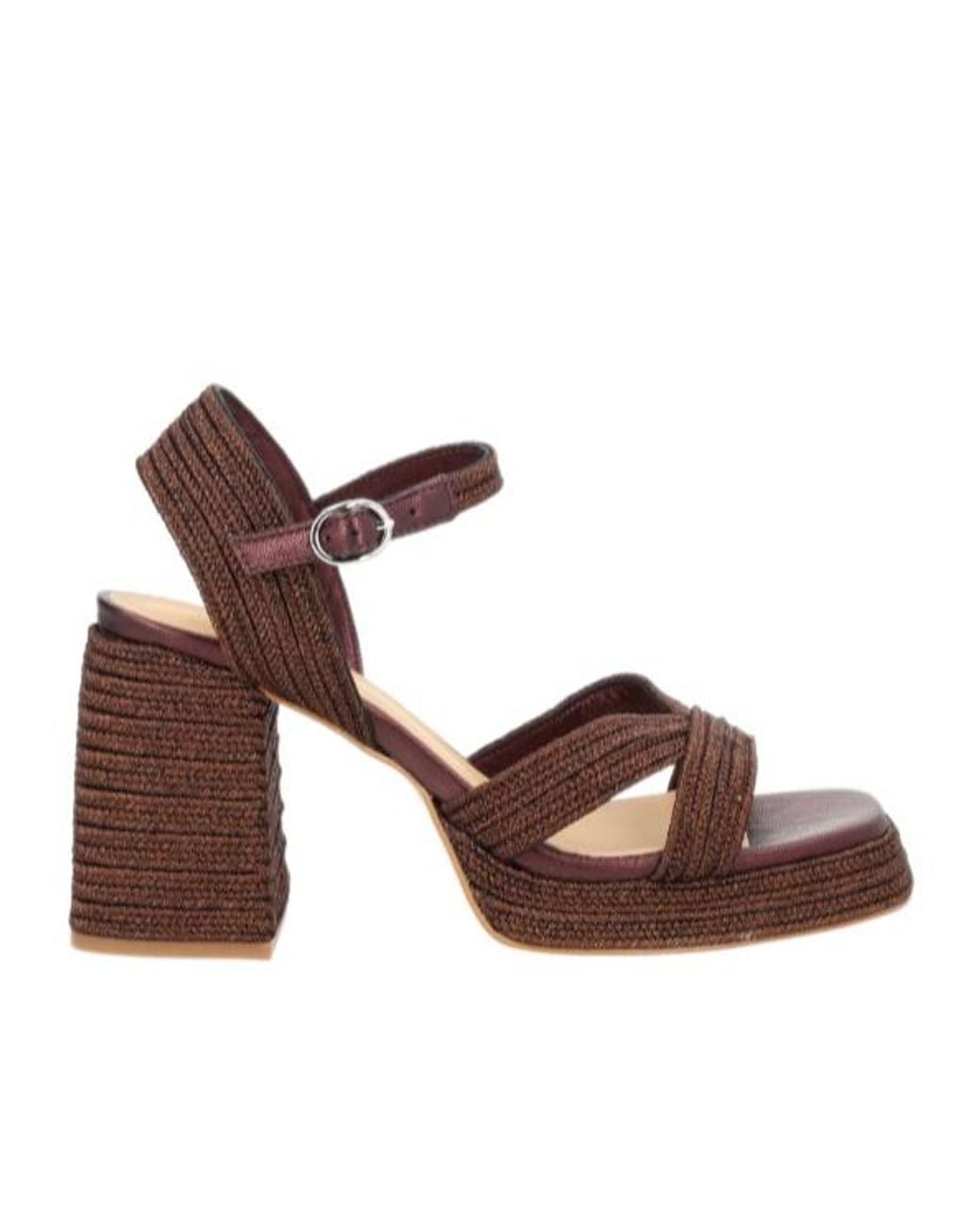 Castaner Brown Round-Toe High-Heeled Sandals