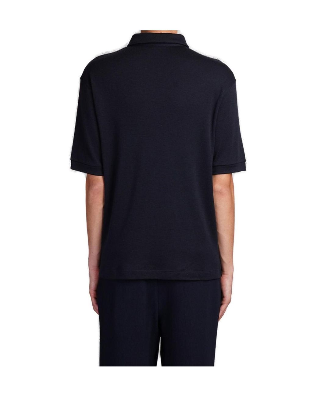 Giorgio Armani Blue Knitted Polo Shirt for men