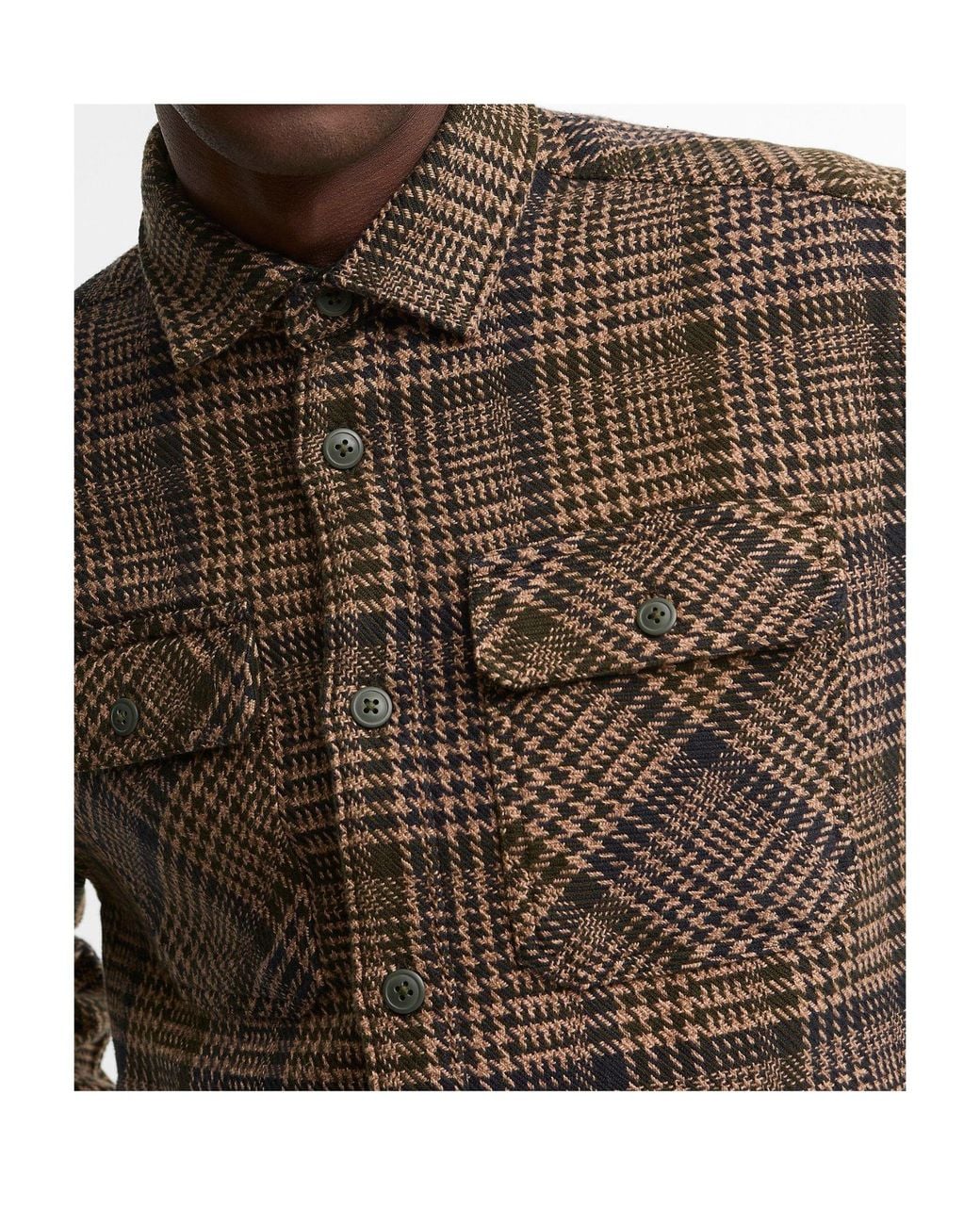 Barbour Brown Houndstooth Check Overshirt for men