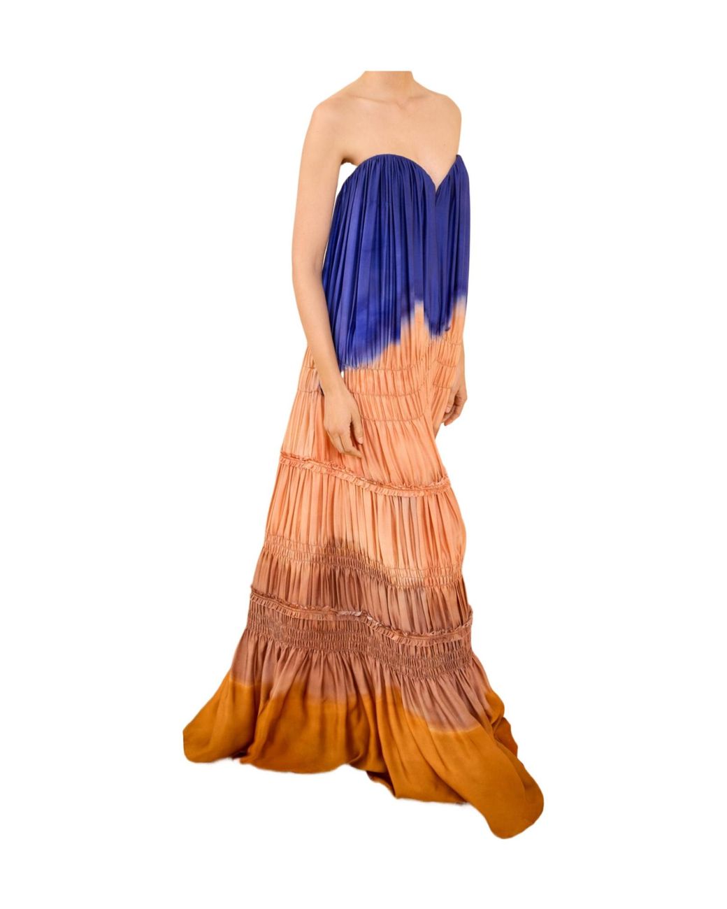 Ulla Johnson Orange Veil Strapless Silk Gown