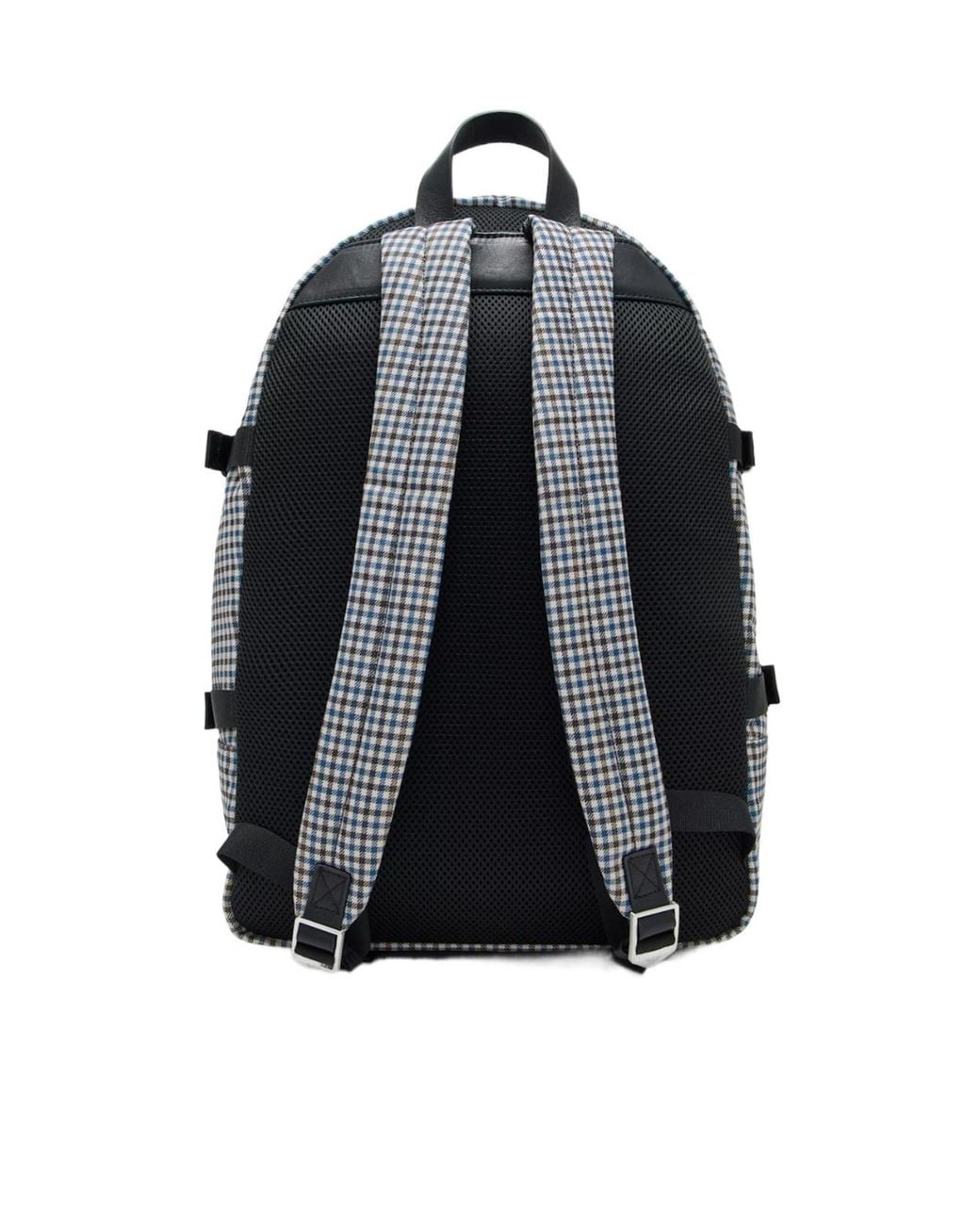 Emporio Armani Gray Eagle Club Capsule Collection Checked Nylon Backpack for men