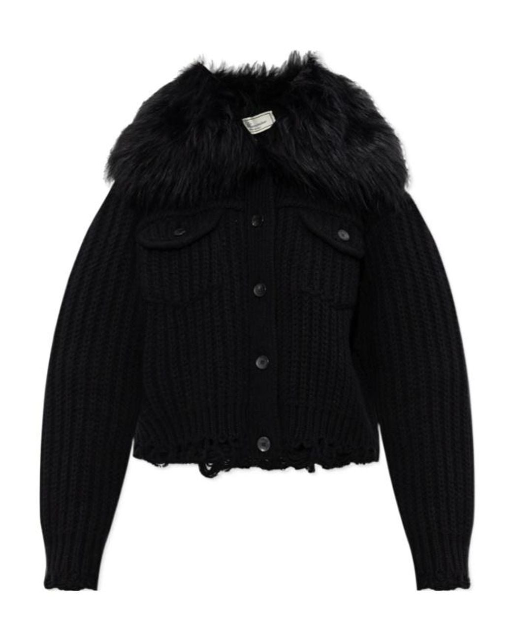 Blumarine Black Fur Insert Knit Cardigan