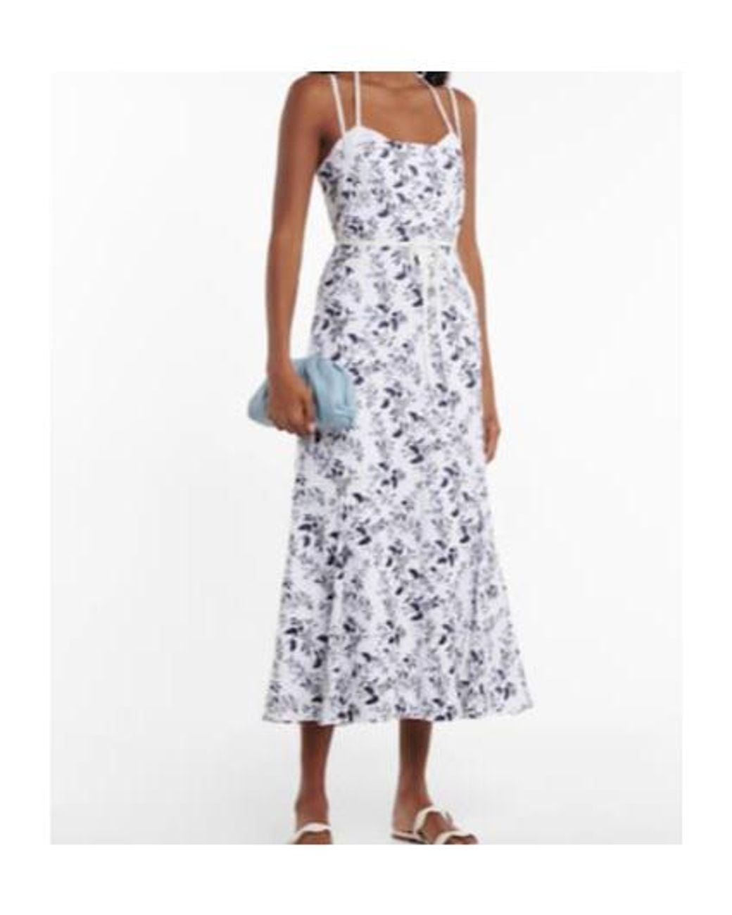 Erdem White Otto Embroidered Linen Midi Dress