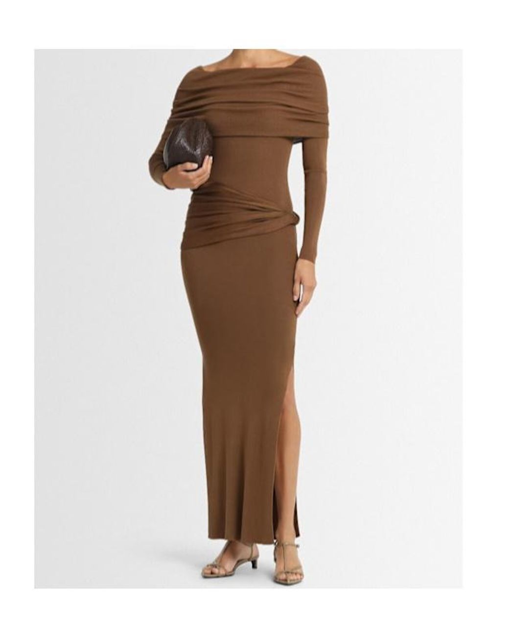 AYA MUSE Brown Slit Dress