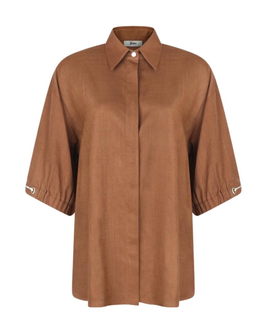 Herno Brown Viscose And Linen Blend Shirt