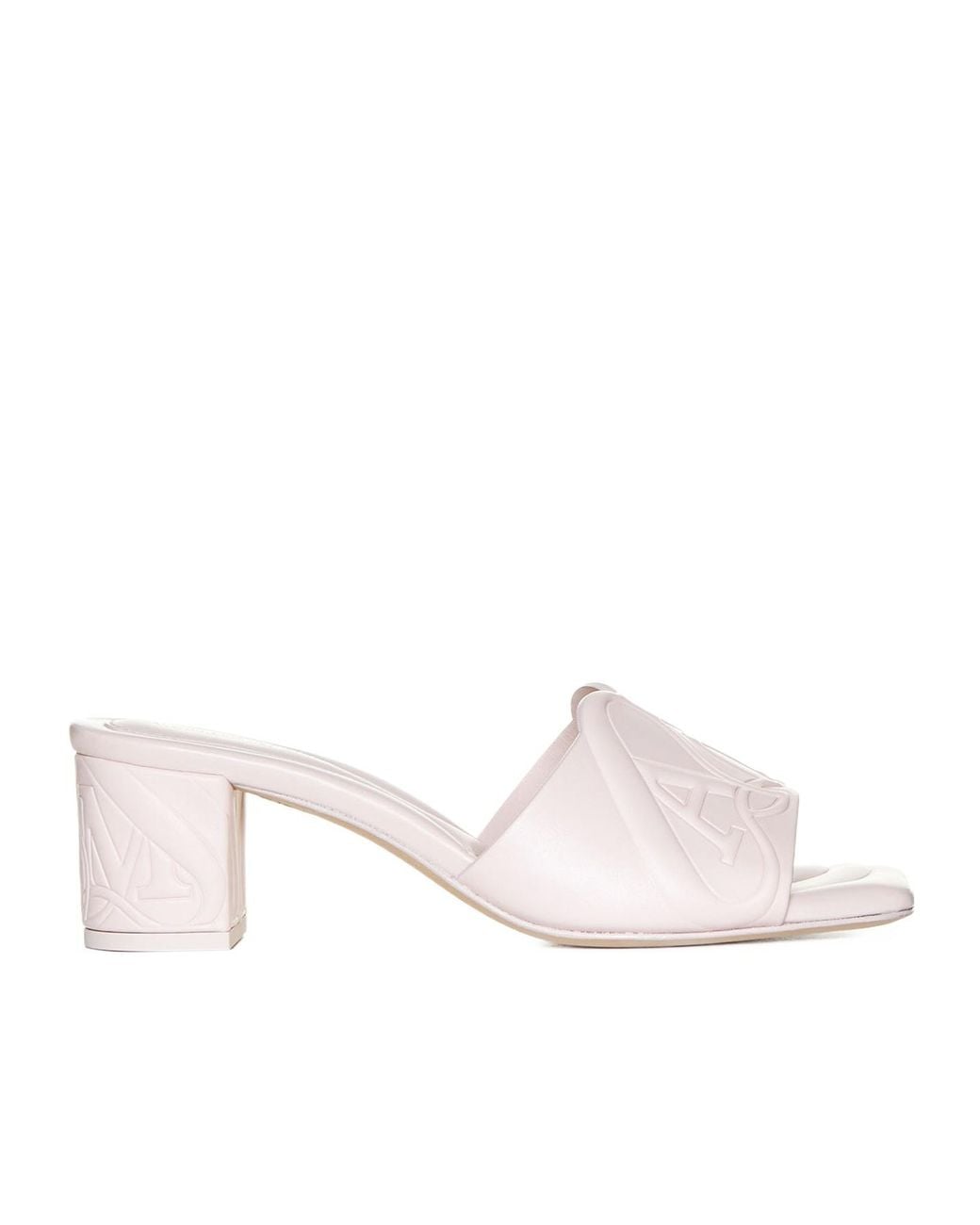 McQueen Pink The Seal Embossed Slip-On Sandals