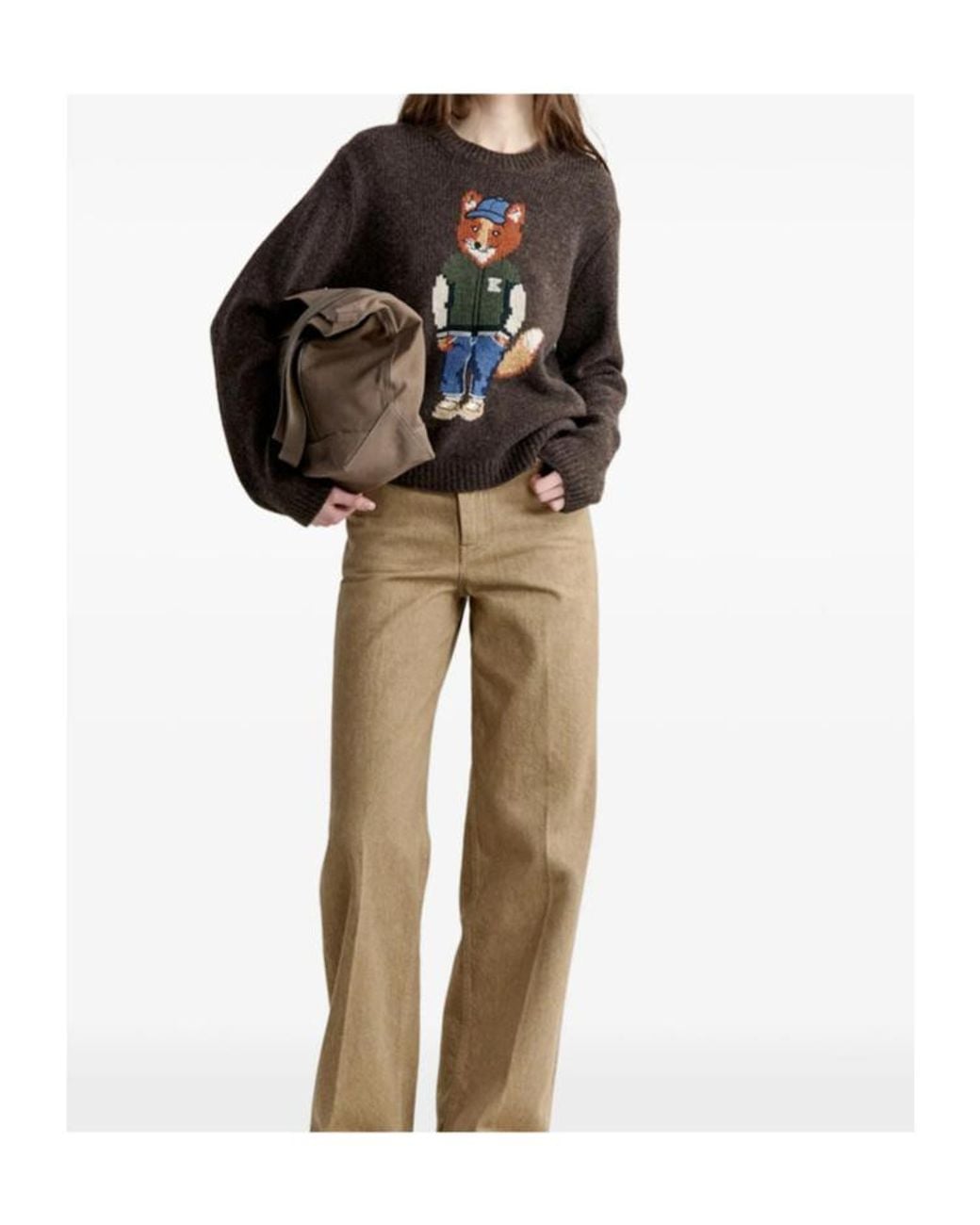 Maison Kitsuné Brown Round-Neck Knitwear