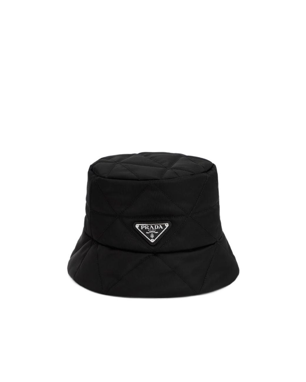 Prada Black Triangle Logo Plaque Puffer Hat for men
