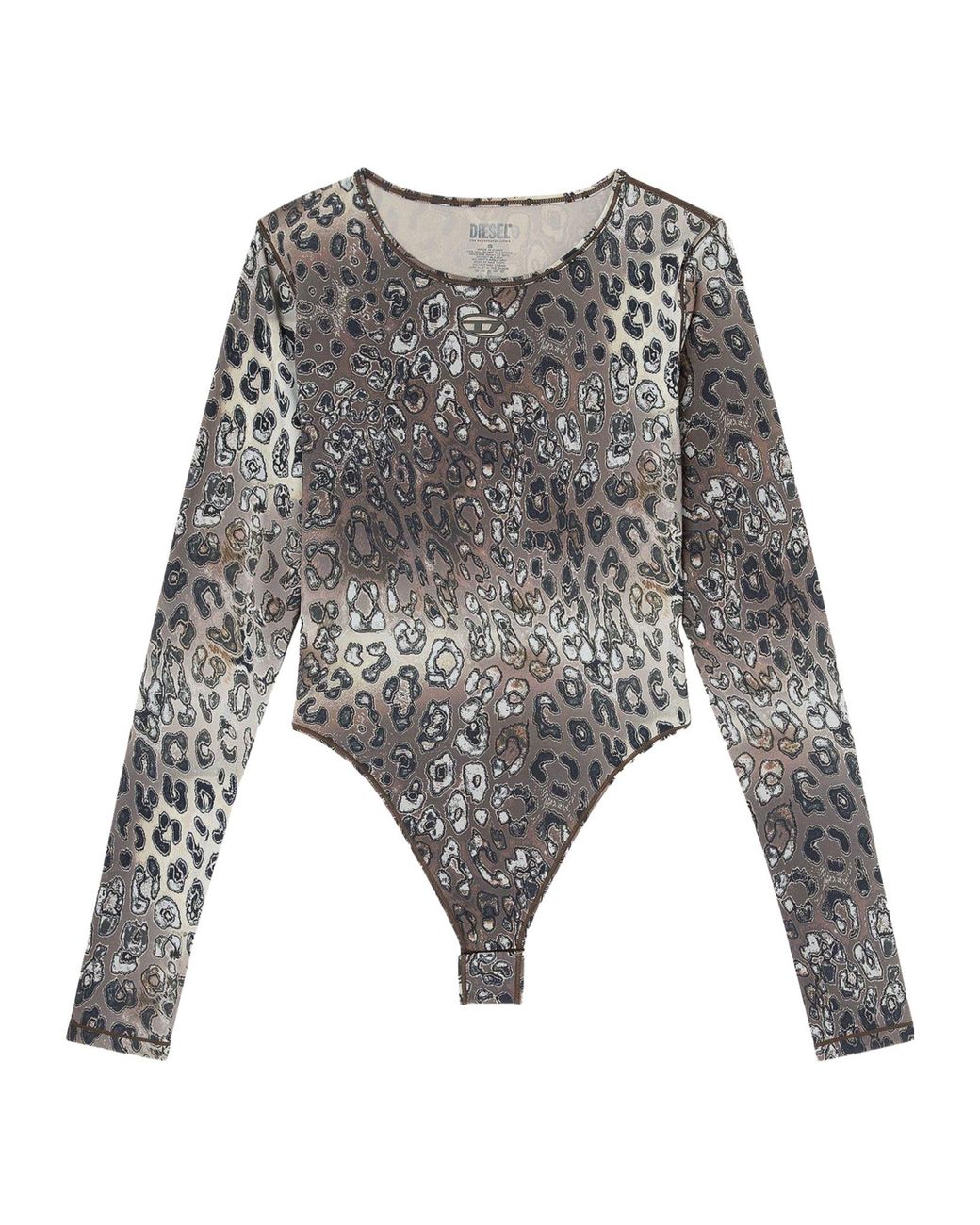 DIESEL Gray Round Neck Long Sleeve Bodysuit