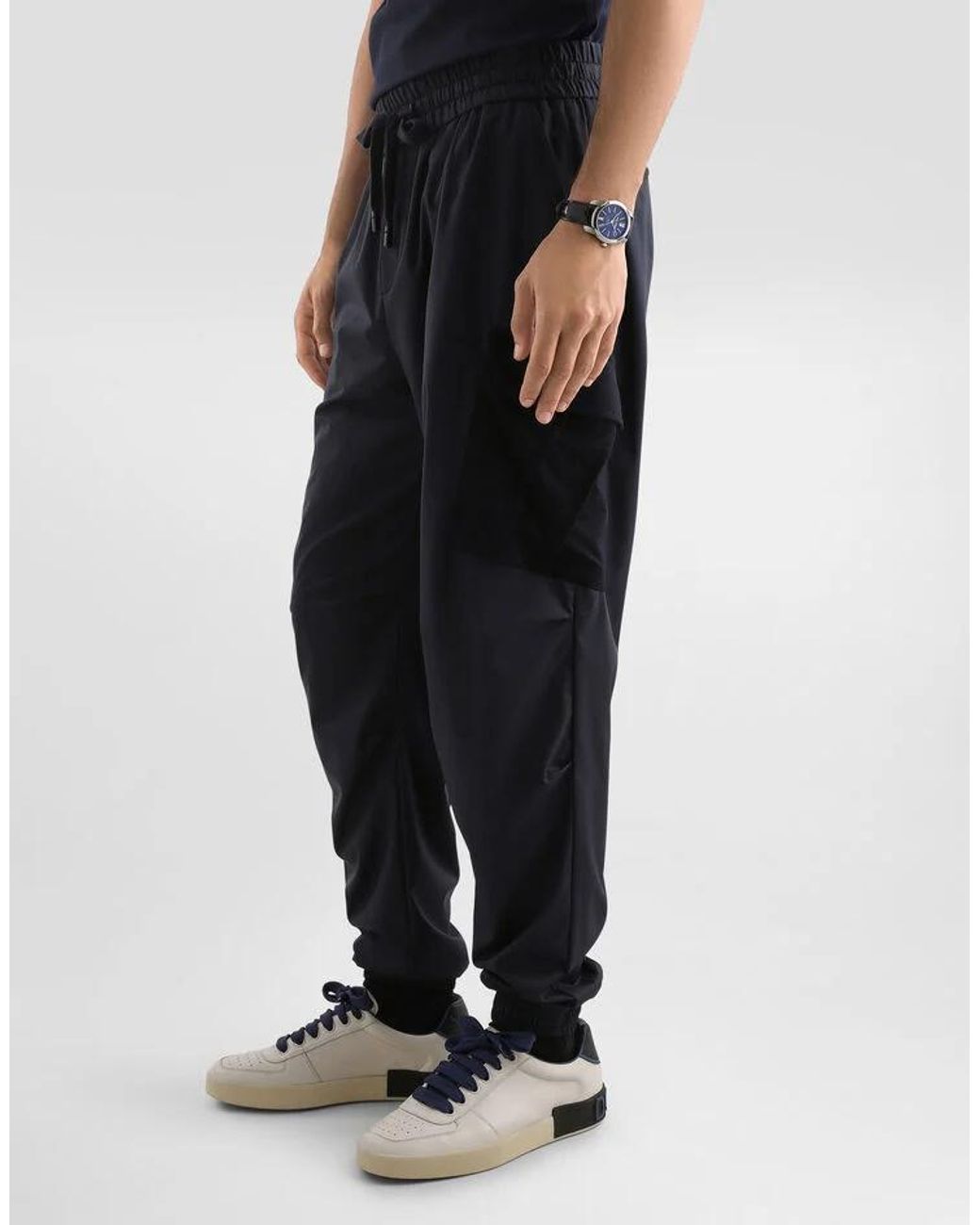 Dolce & Gabbana Blue Drawstring-Waistband Cargo Trousers for men