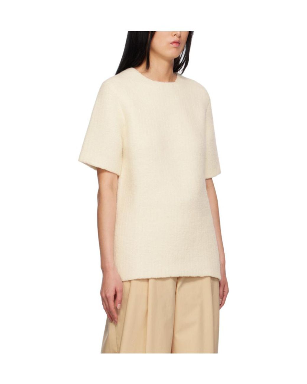 Jil Sander Natural Short-Sleeved Round Collar T-Shirt