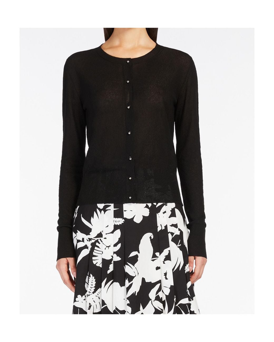 Max Mara Black Viscose Yarn Cardigan