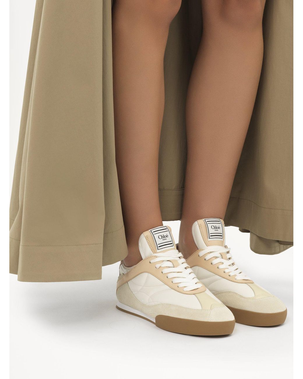 Chloé White Chloé Logo Detailed Lace-Up Sneakers