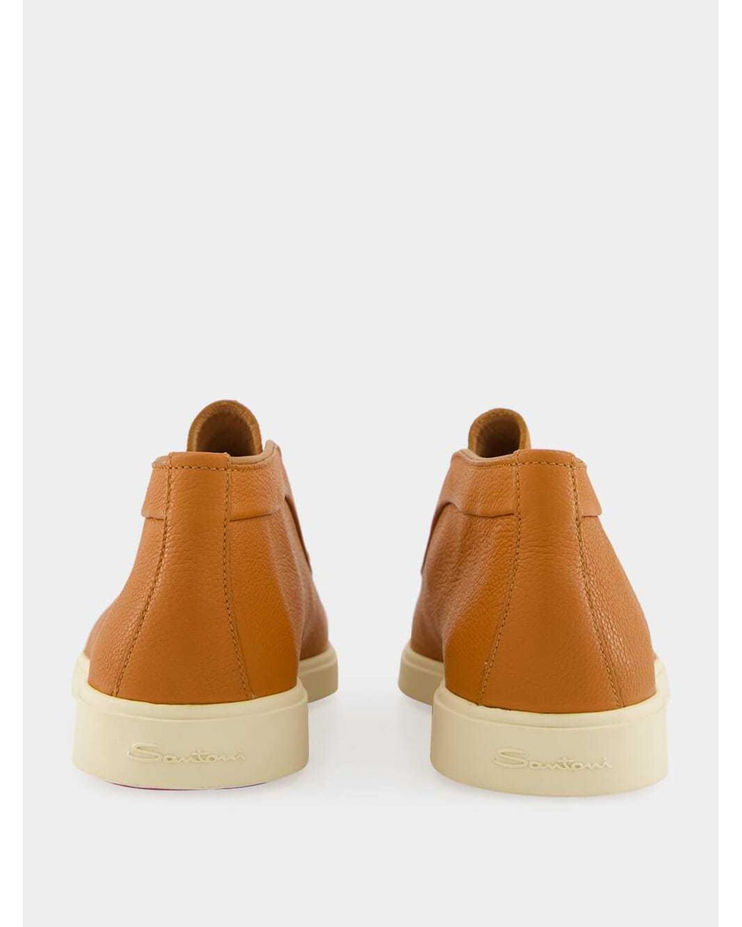 Santoni Brown Leather Slip-On Boots
