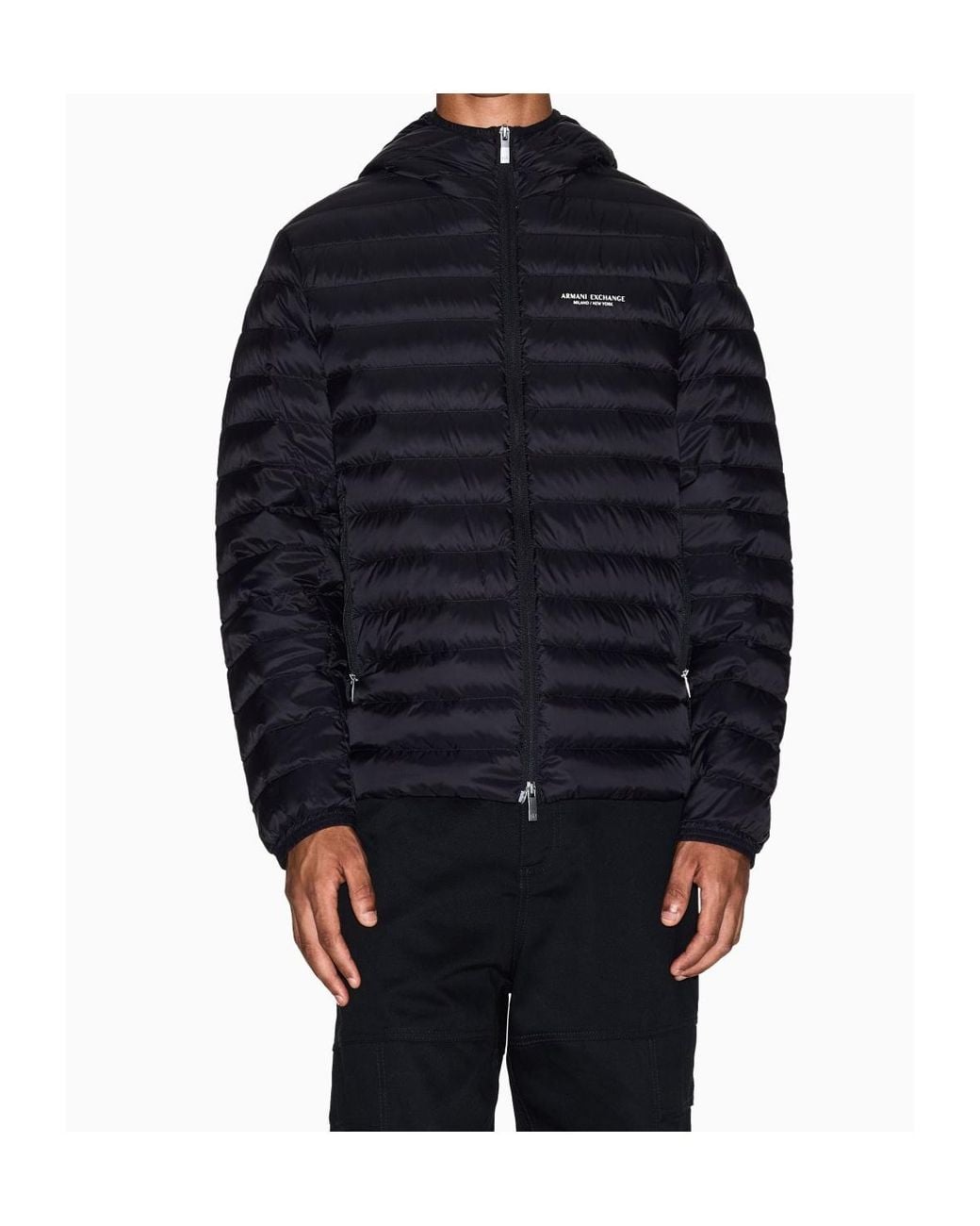 ARMANI EXCHANGE Blue Zipper Down Jacket for men