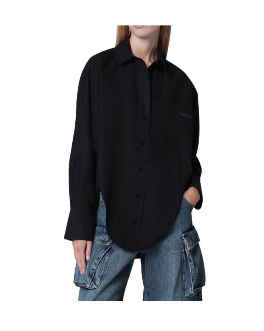 The Attico Black The Logo Detailed Shirt