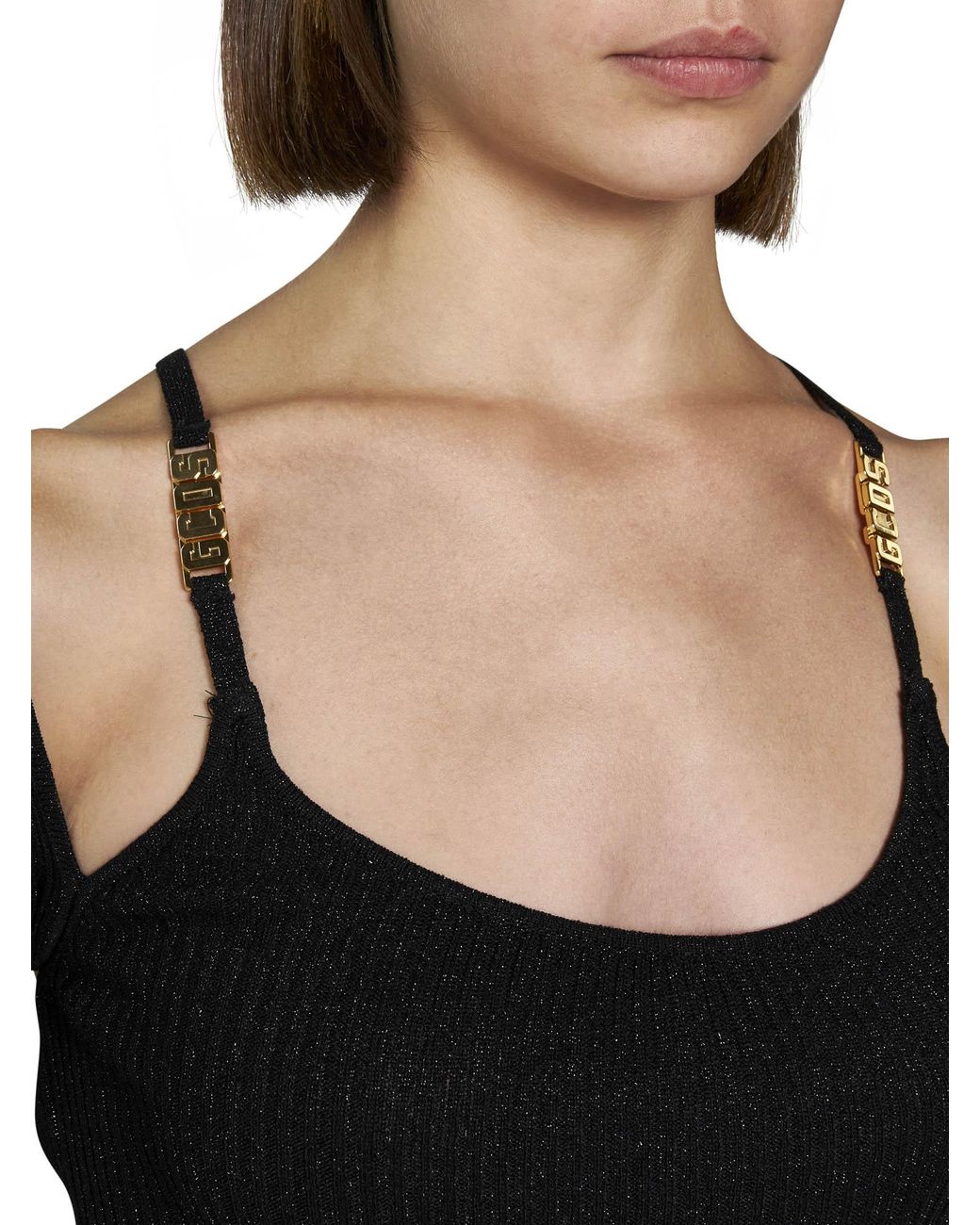 Gcds Black Cold-Shoulder Knitted Dress