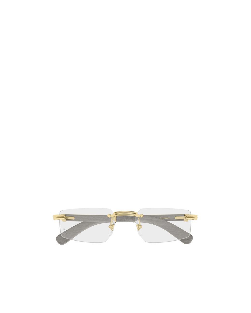 Cartier White Rimless Rectangle Frame Glasses for men