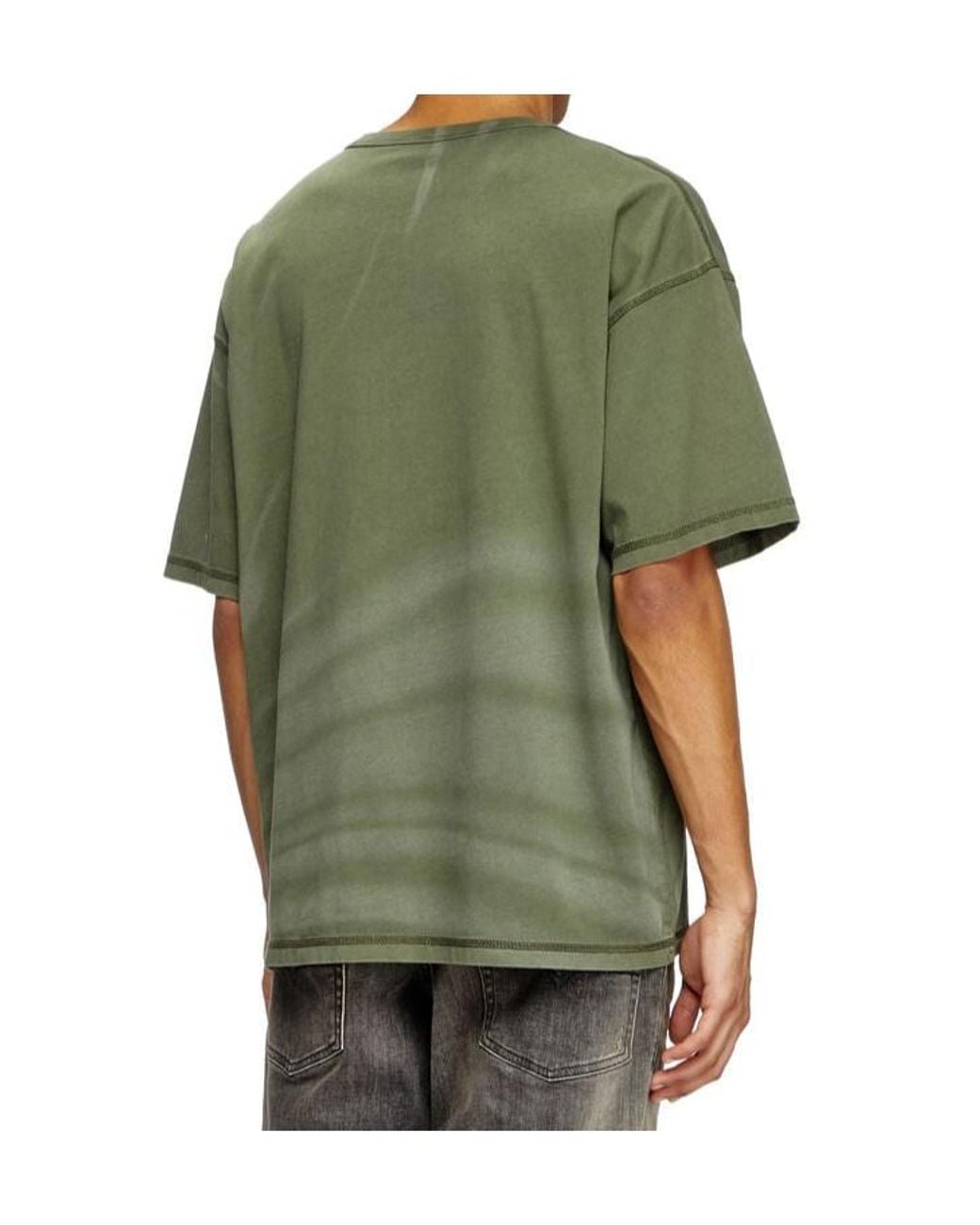 DIESEL Green T-Adjust-R13 Laser-Faded Logo T-Shirt for men