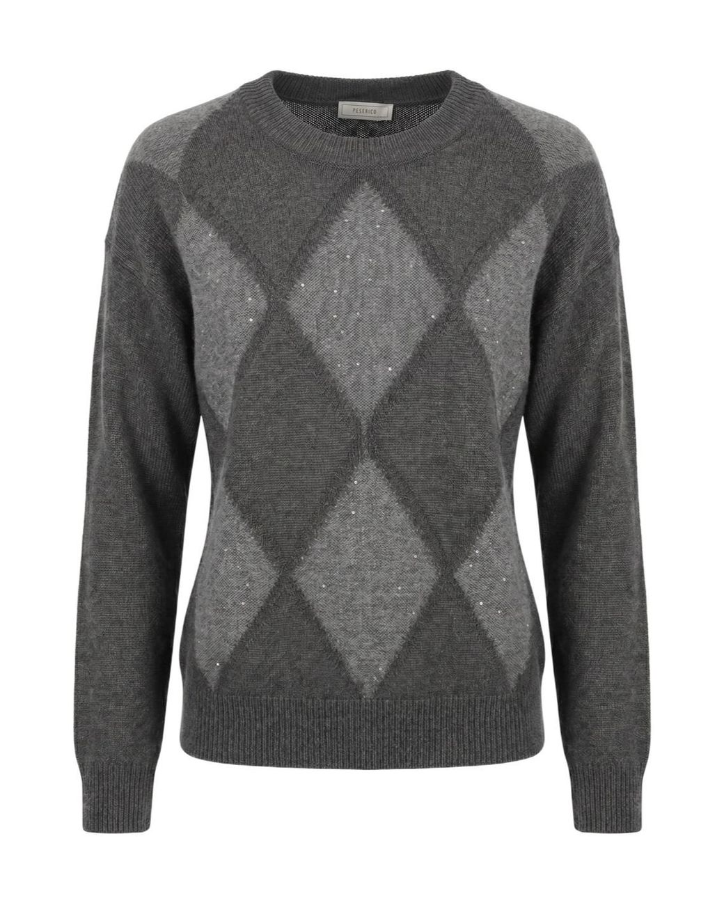 Peserico Gray Argyle Long Sleeved Jumper