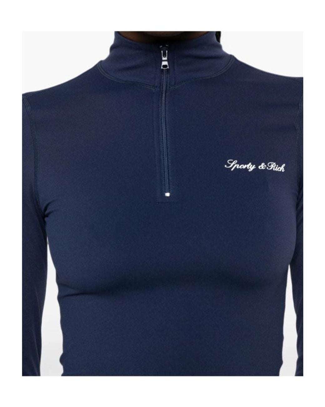 Sporty & Rich Blue Zipper Top