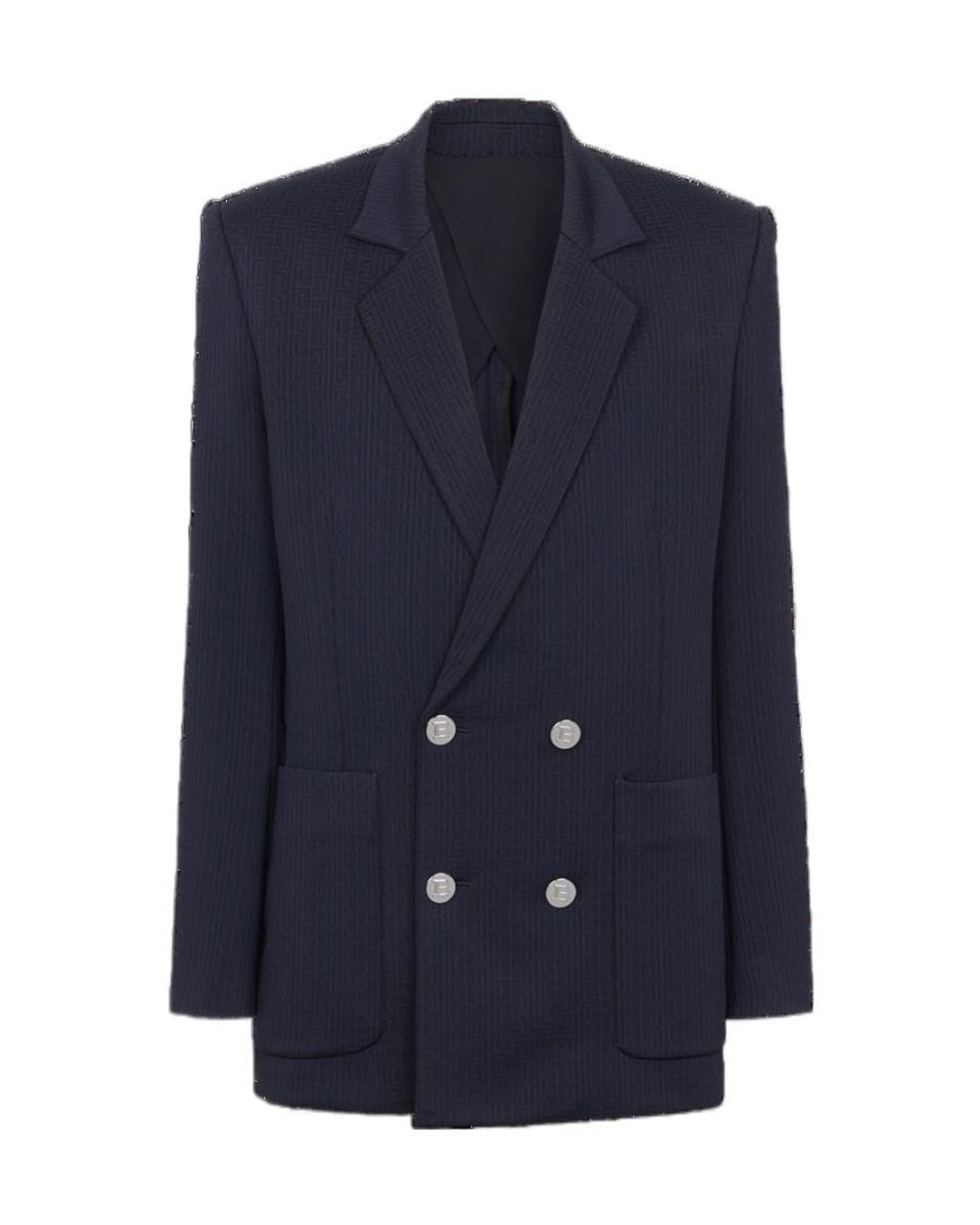 Balmain Blue Casual Mini Monogram Blazer for men