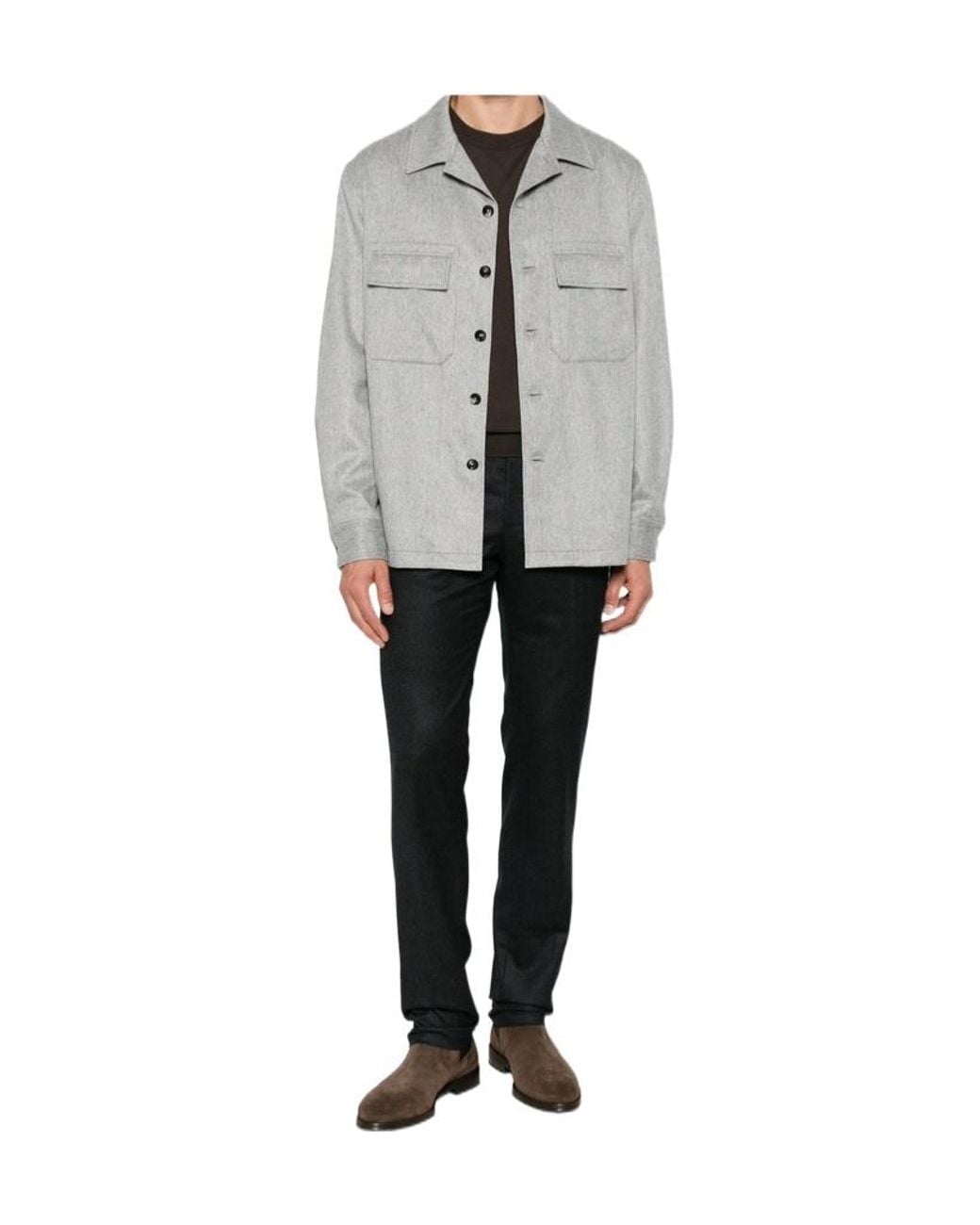 Zegna Gray Long Sleeve Jacket for men