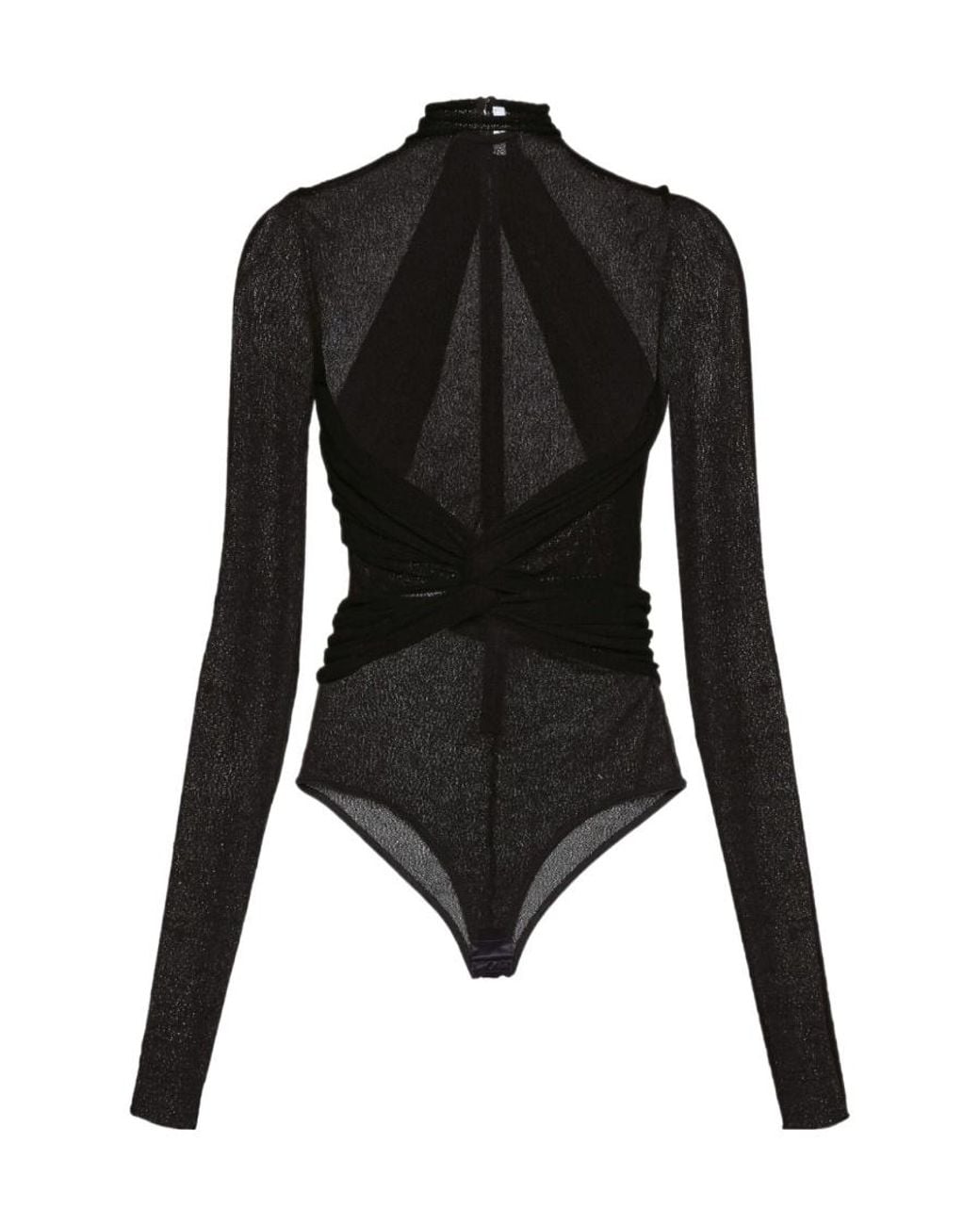 Ferragamo Black Ferragamo Rear Zipped Semi-Sheer Bodysuit