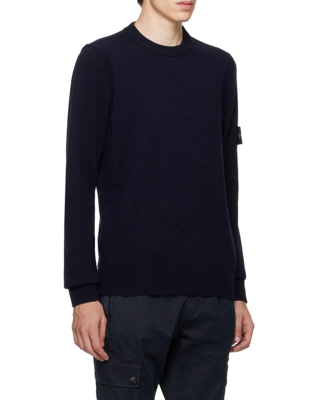 Stone Island Blue Logo Patch Crewneck Jumper for men