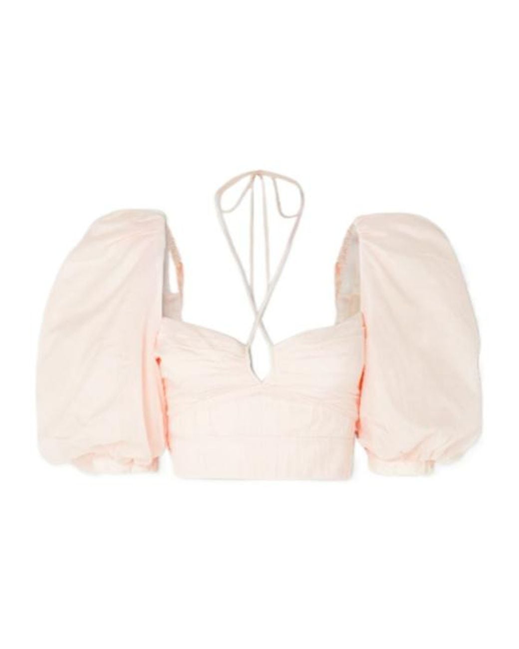 Johanna Ortiz Natural Cropped Open-Back Cotton-Voile Blouse