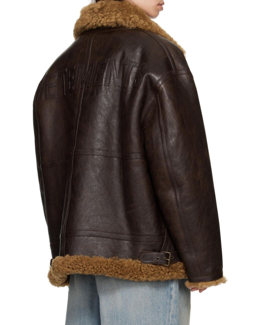 Vetements Black Lapel Long-Sleeved Leather Jacket
