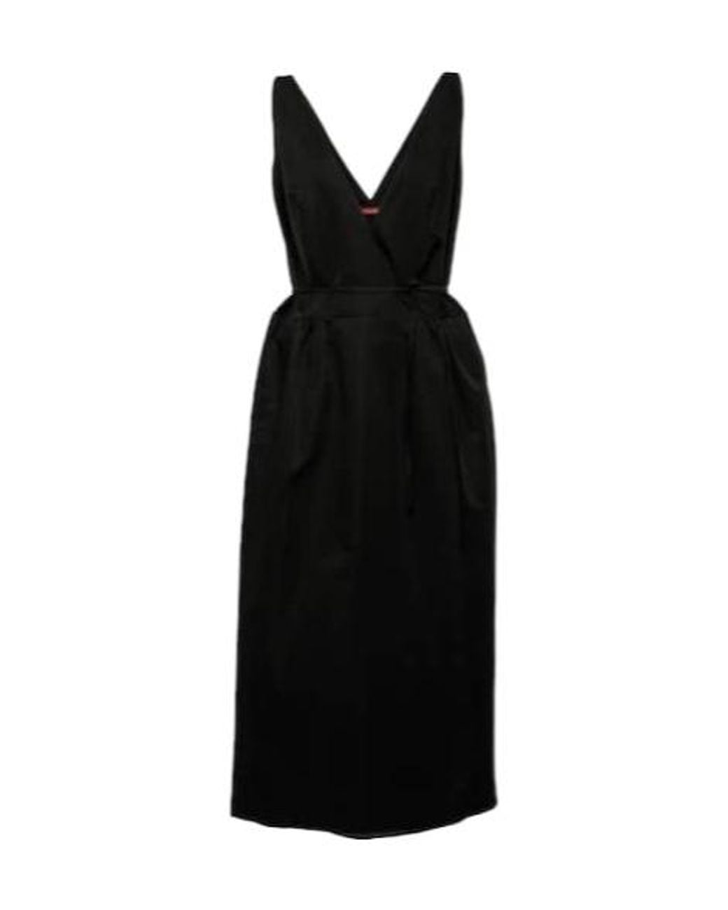 Altuzarra Black Anouk V-Neck Cotton-Blend Midi Dress