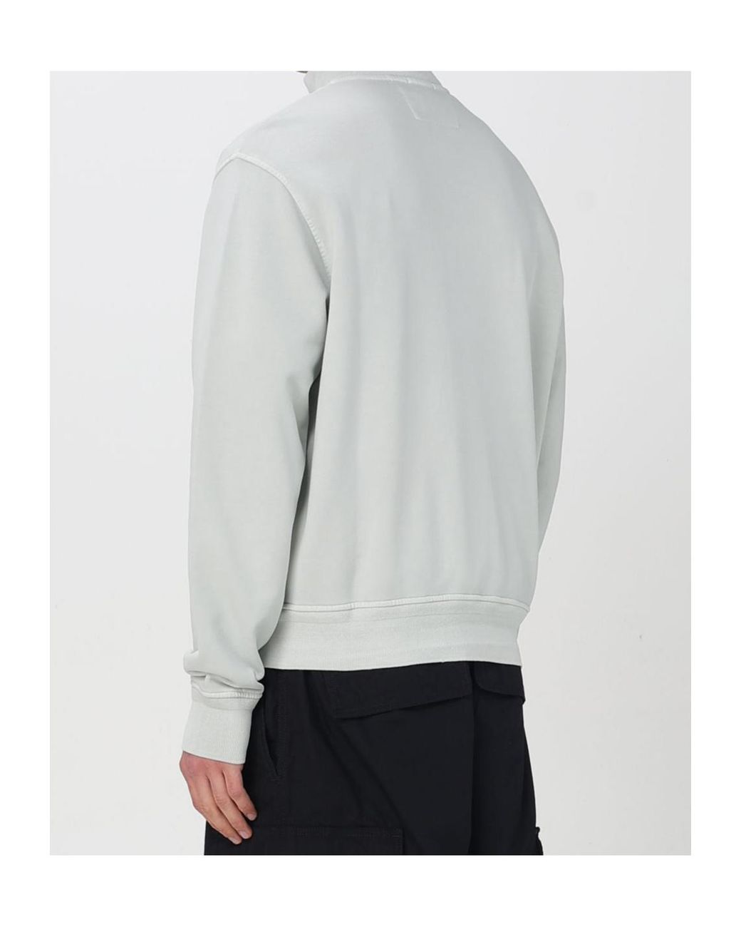 C P Company Gray High Neck Diagonal Fleece Sweatshirt for men